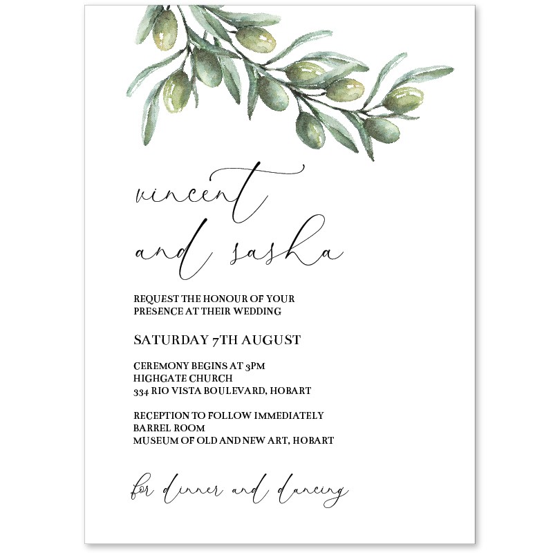 Tuscan Olive Wedding Invitation