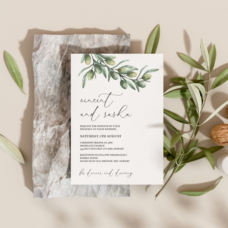 Tuscan Olive Wedding Invitation