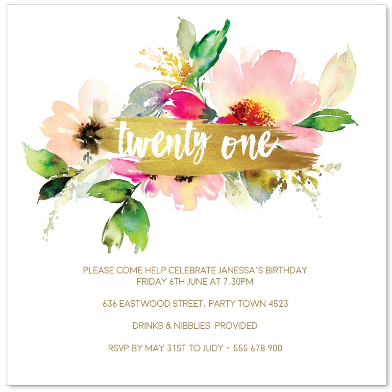 Twenty One Birthday Invitations