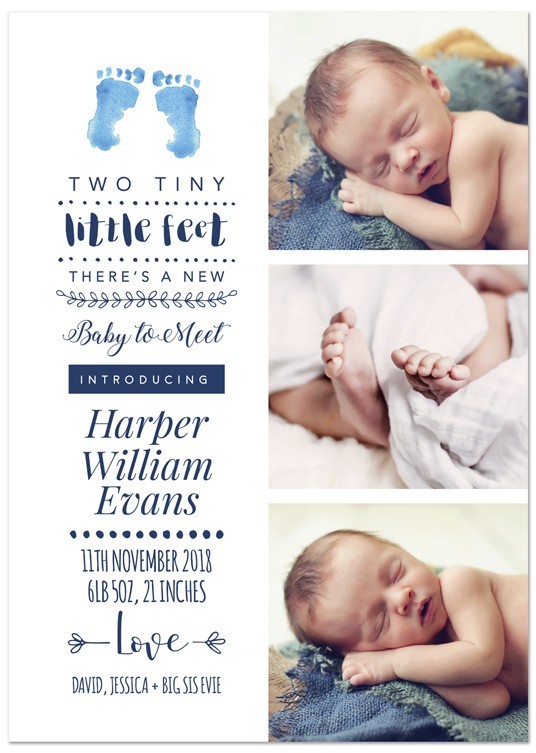 Two Feet Birth Annoucement Cards