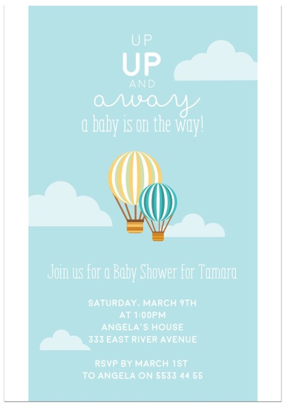 Up, up and Away Baby Shower Invitations