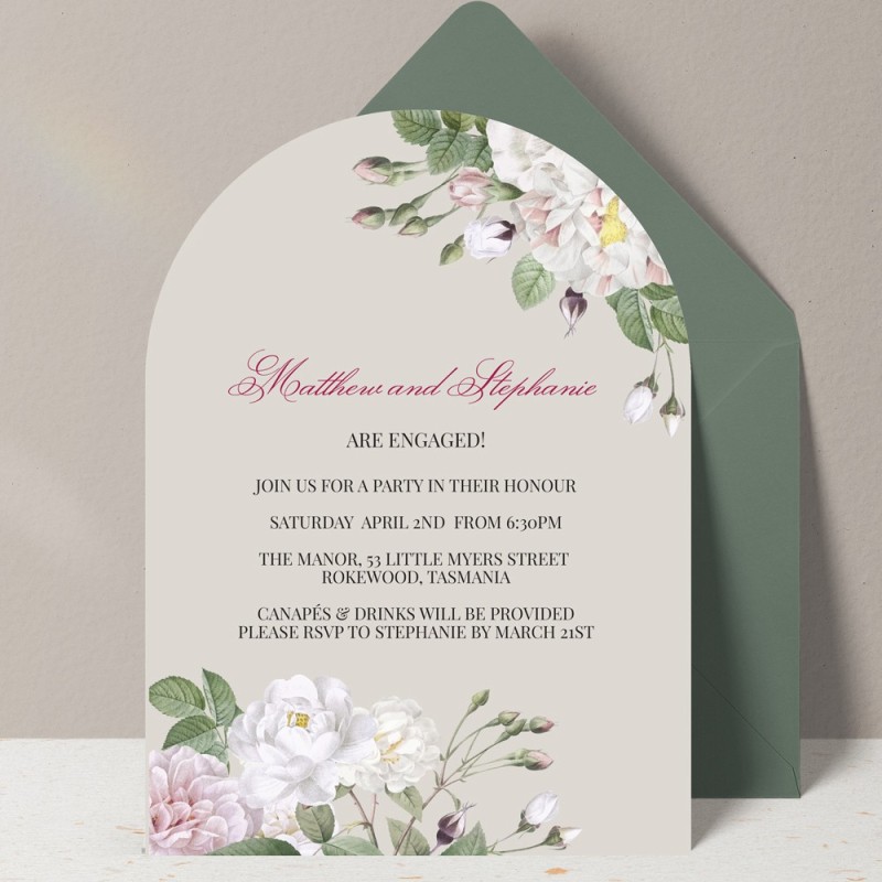 Vintage Die Cut Engagement Invitations