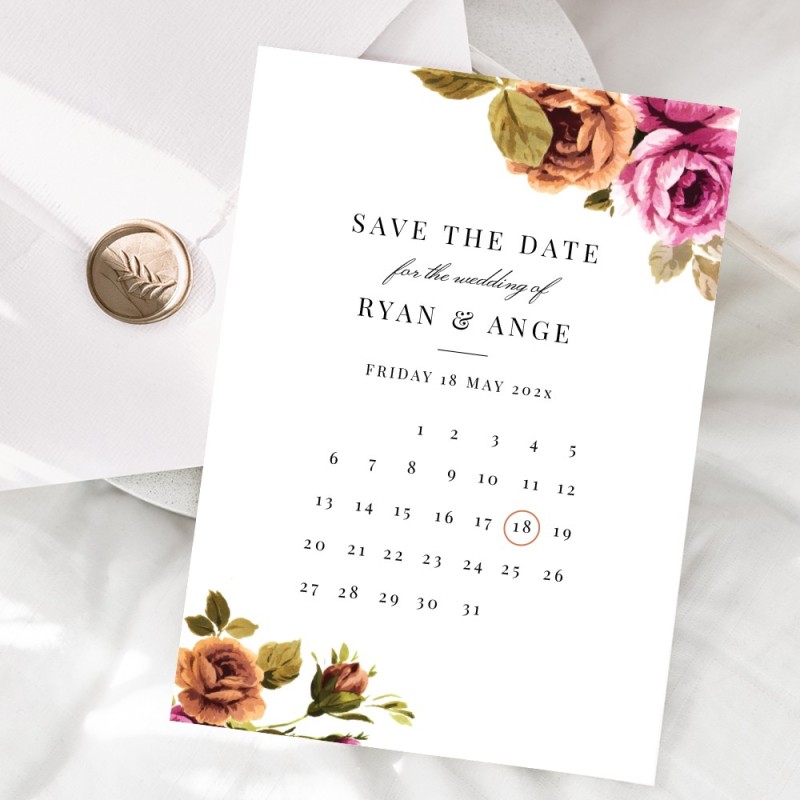 Vintage Floral Save The Date Cards