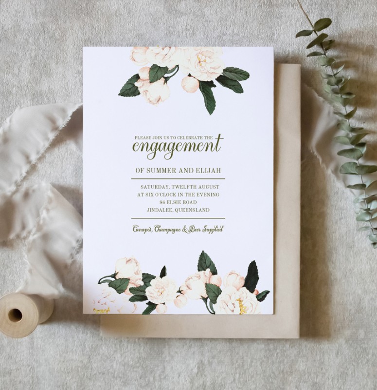 Vintage Roses Engagement Invitations