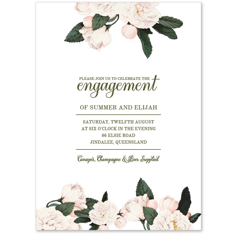 Vintage Roses Engagement Invitations