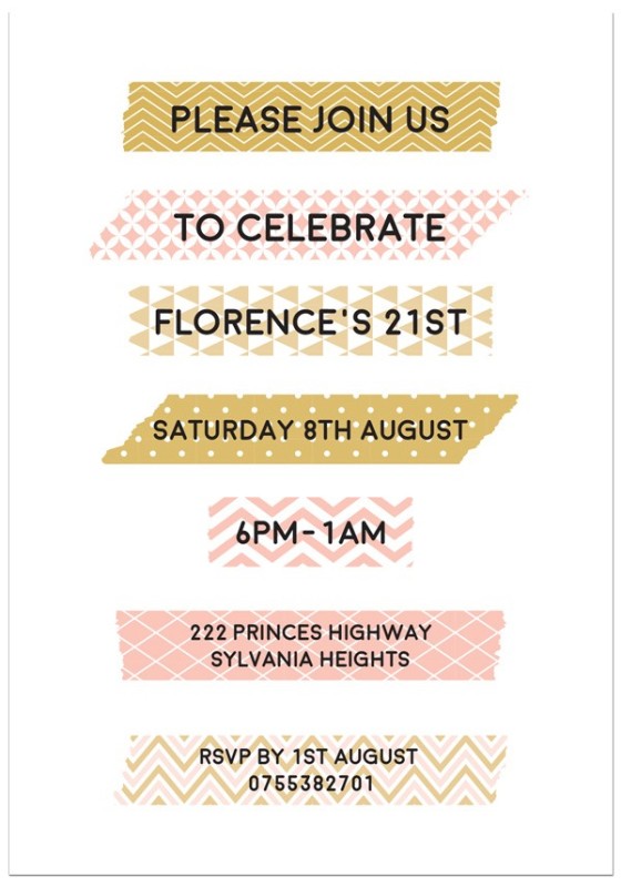 Washi Tape Birthday Invitations