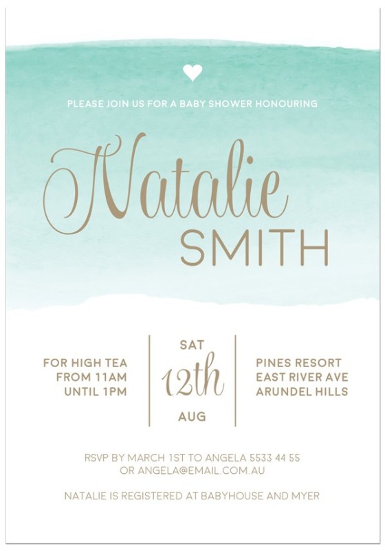 Watercolour Stroke Baby Shower Invitations