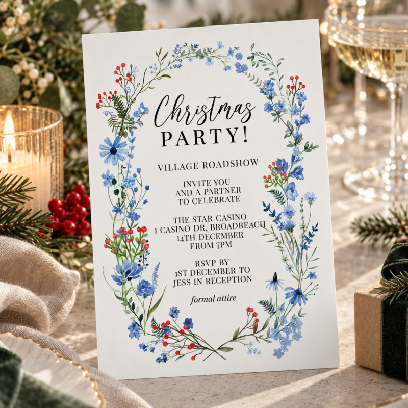 Watercolour Christmas Party Invitations