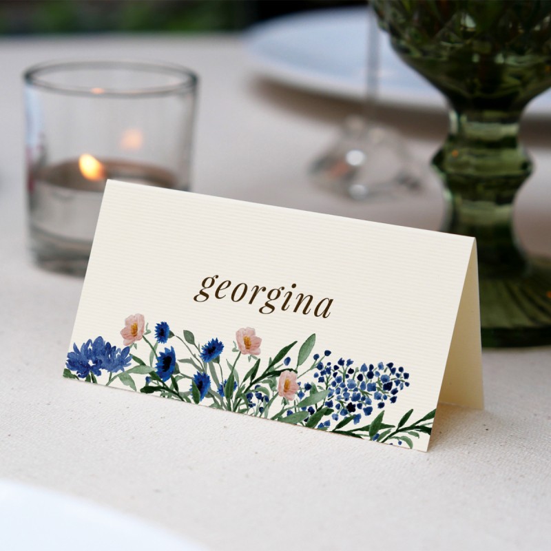 Royal Blue Floral Placecards