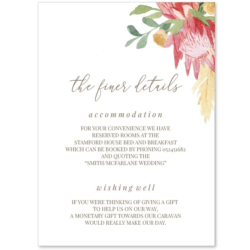 Blushing Bouquet Wedding Details Card