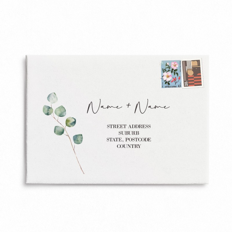 Native Greenery Wedding Envelope Addressing