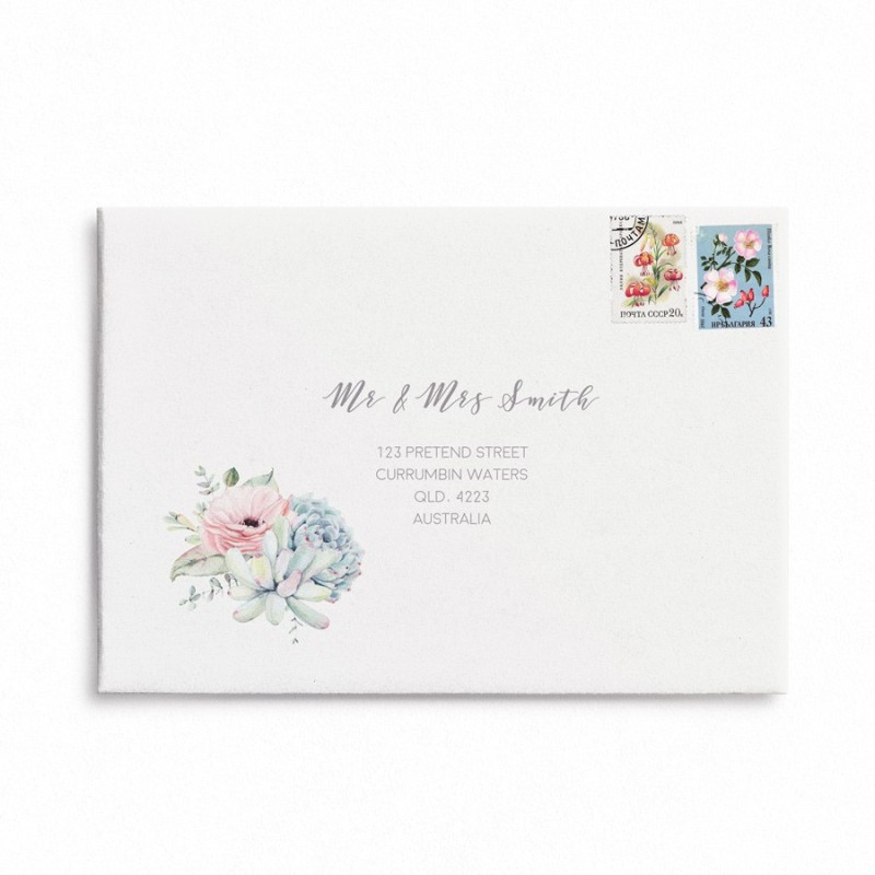 Modern Bouquet Wedding Envelope Addressing