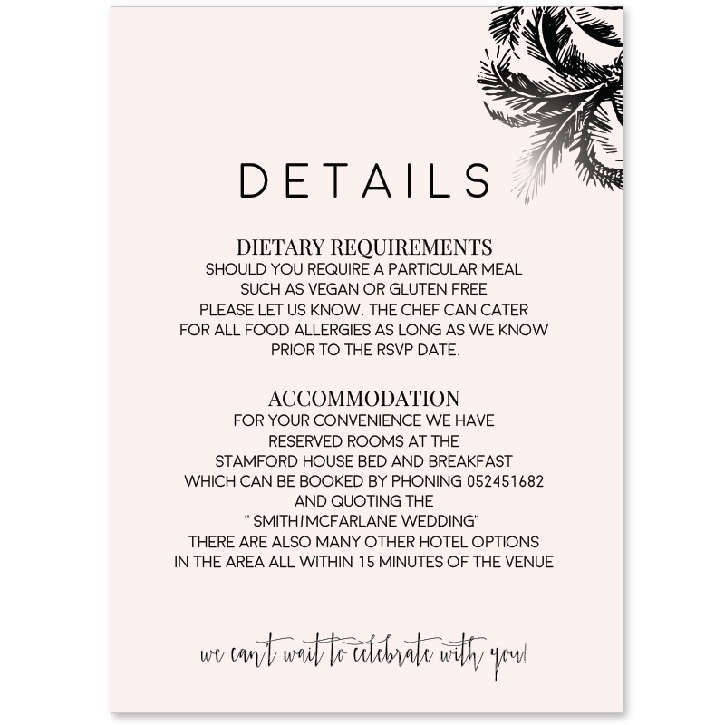 Touch of Tropics Wedding Information Card 