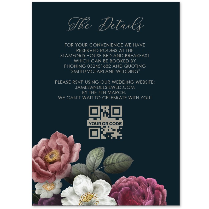 Rose Garden Wedding Information Cards