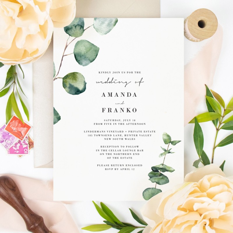 Native Greenery Wedding Invitations