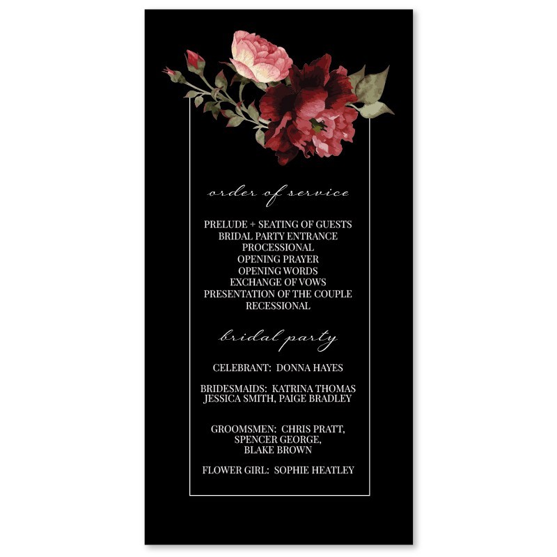 Crimson Wedding Program Cards