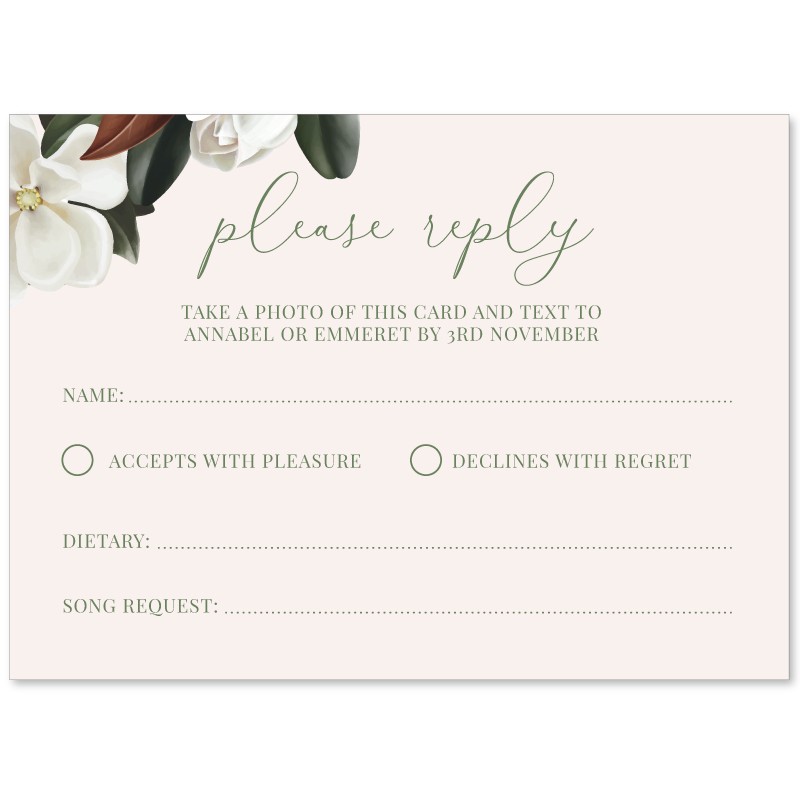 Magnolia Wedding Response Card