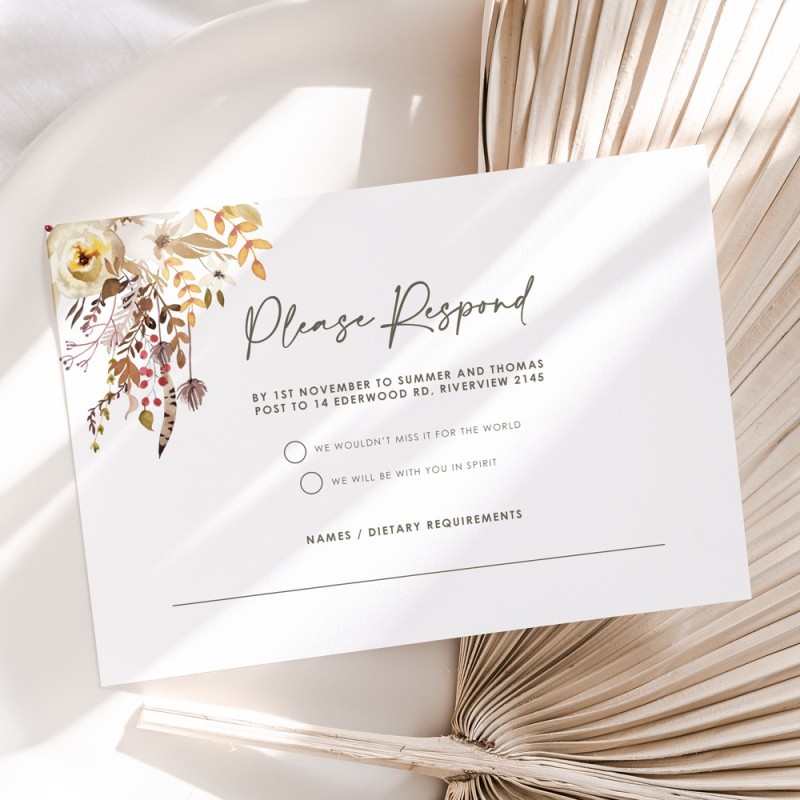 Boho Wedding Response Card