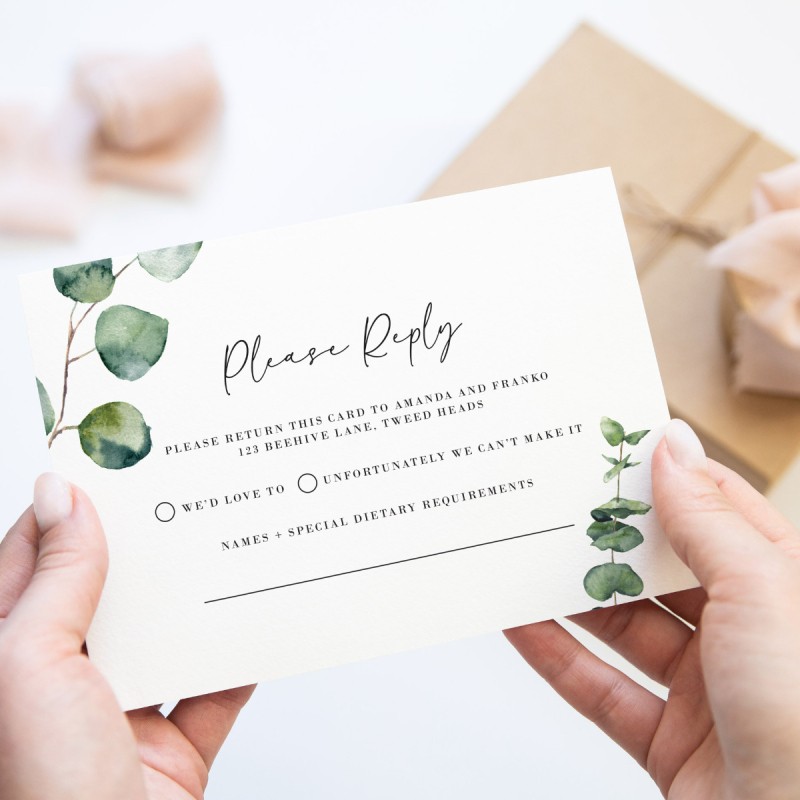 Native Greenery Wedding Response Card