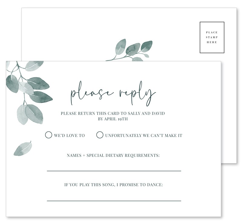 Earthy Wedding Response Postcard