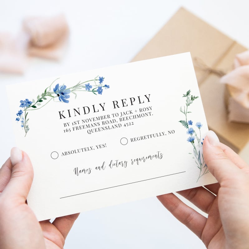 A Touch of Blue Wedding Response Card