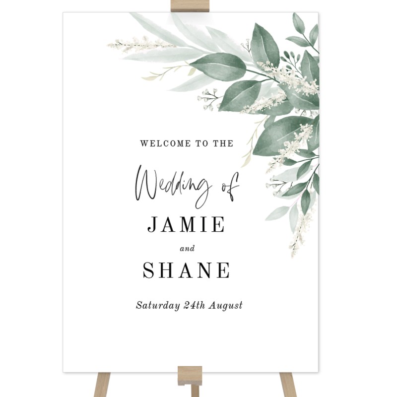 Moss + Sage Wedding Welcome Sign
