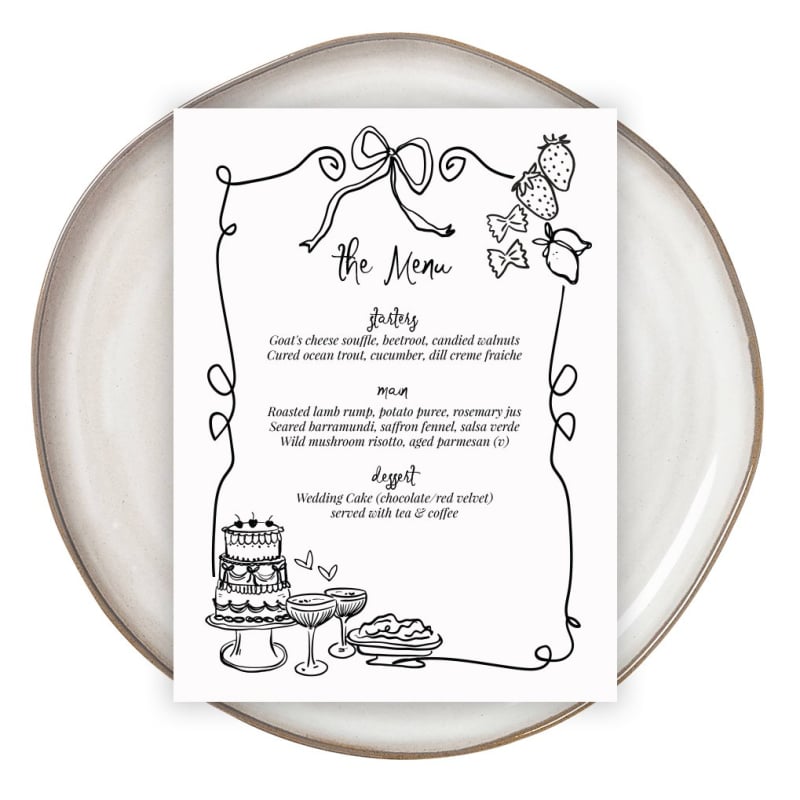 Whimsical Wedding Menus