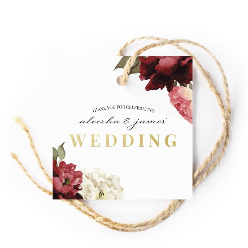 Crimson Wedding Gift Tags