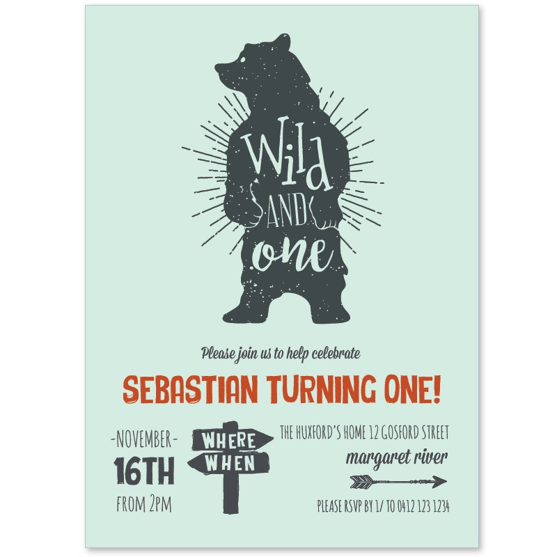 Wild Bear Birthday Invitations