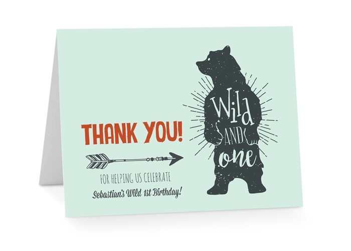Wild Bear Birthday Thank You Card