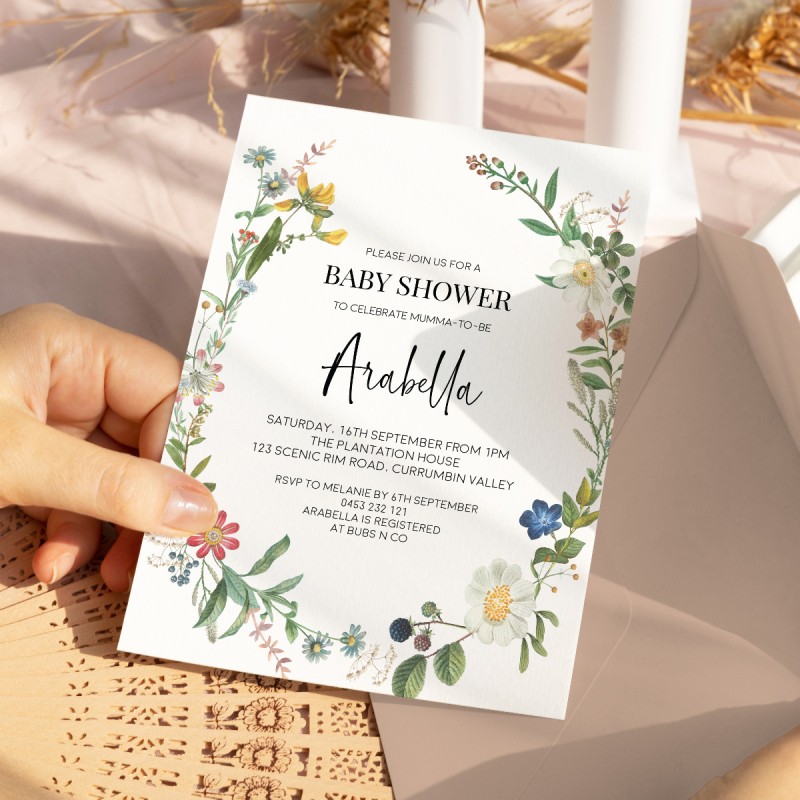 Vintage Garden Baby Shower Invitations