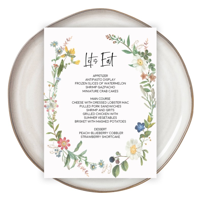 Vintage Garden Menus