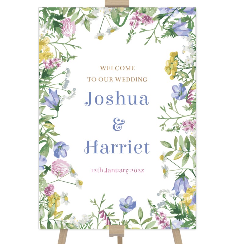Spring Wildflower Wedding Welcome Sign 