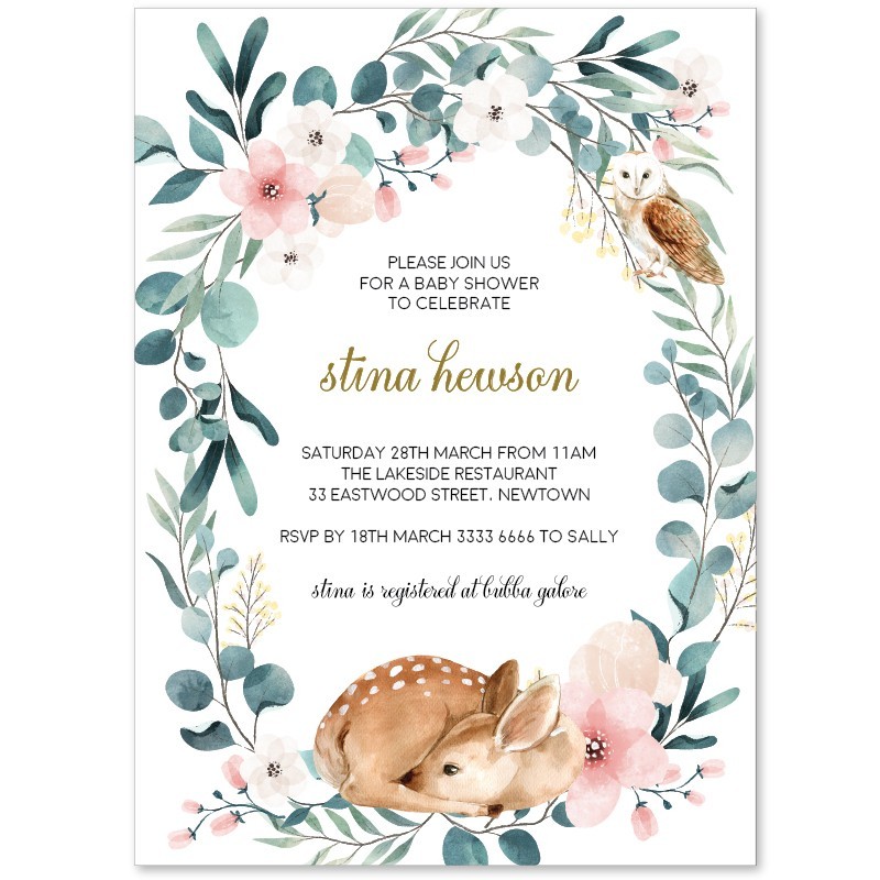 Woodland Creatures Baby Shower Invitations