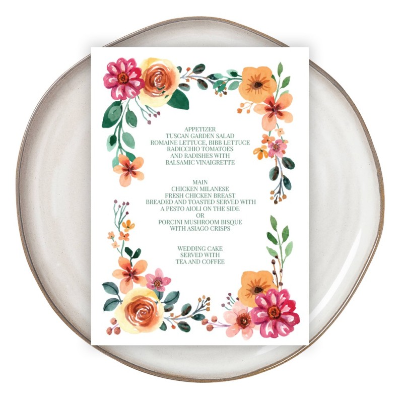 Wrapped in Flowers Menu