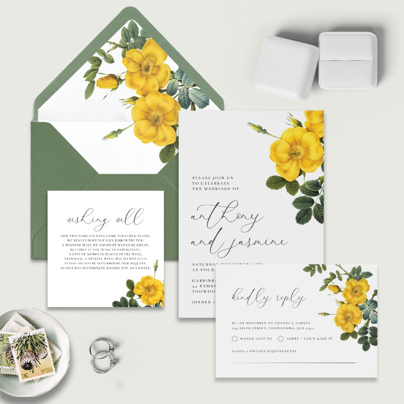 Yellow Flower Wedding Response Card