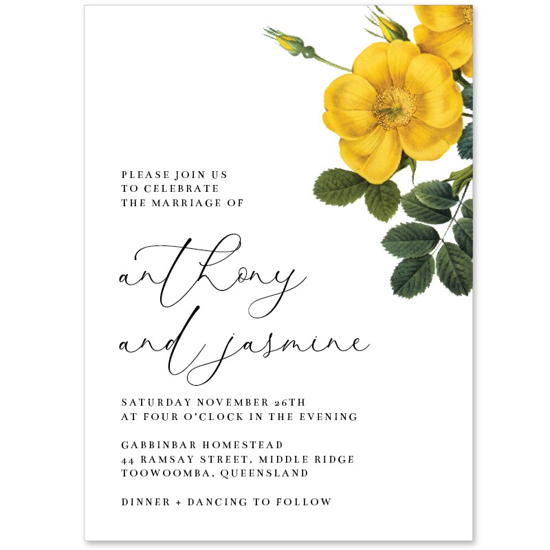 Yellow Flower Wedding Invitations