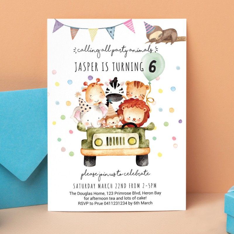 Party Animals Birthday Invitations