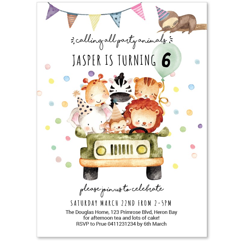 Party Animals Birthday Invitations