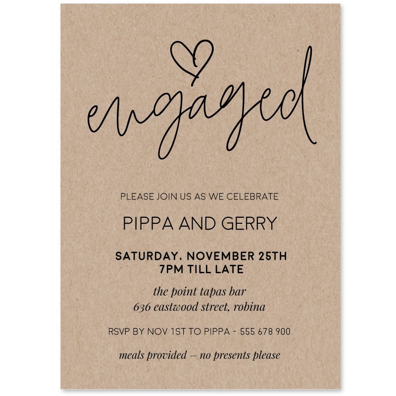Rustic Heart Engagement Invitations