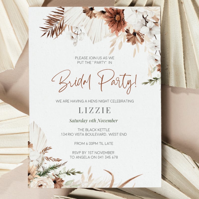 Sweet Mist Boho Bridal Hen Party Invitations