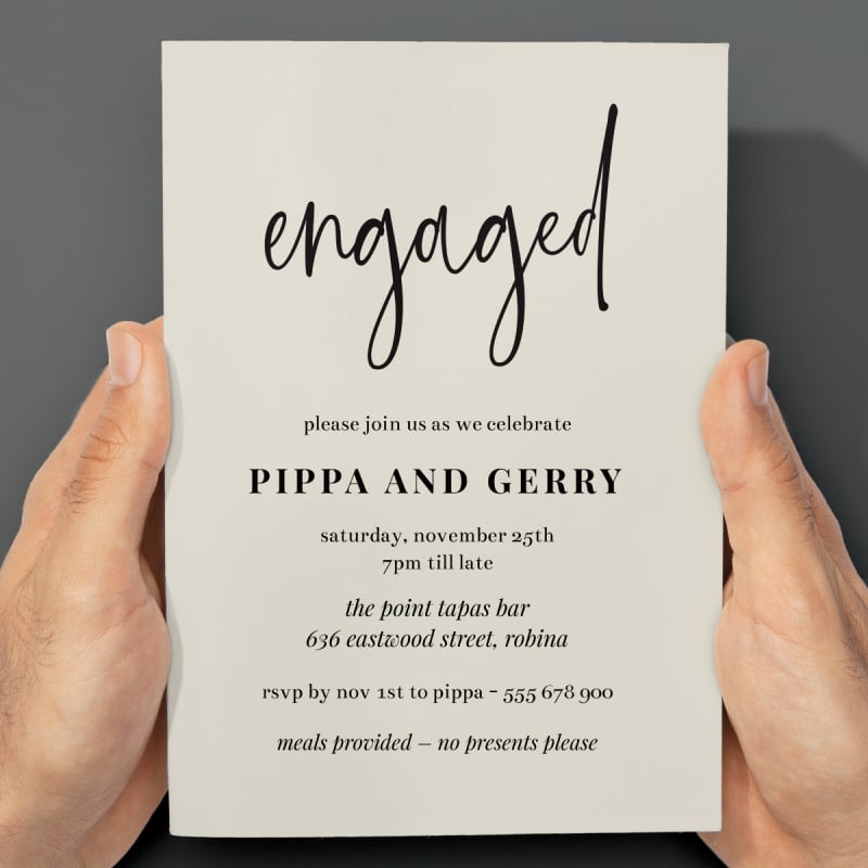 Bold Type Engagement Invitations