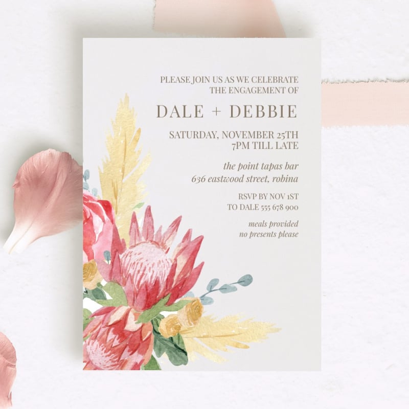 Blushing Bouquet Engagement Invitations