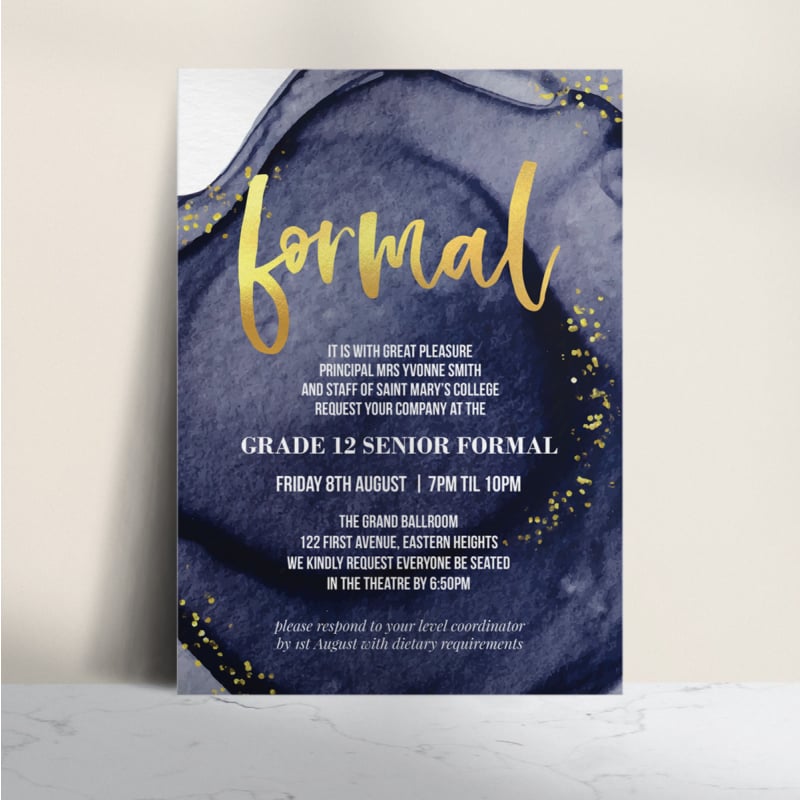 Golden Luxe School Formal Invitations