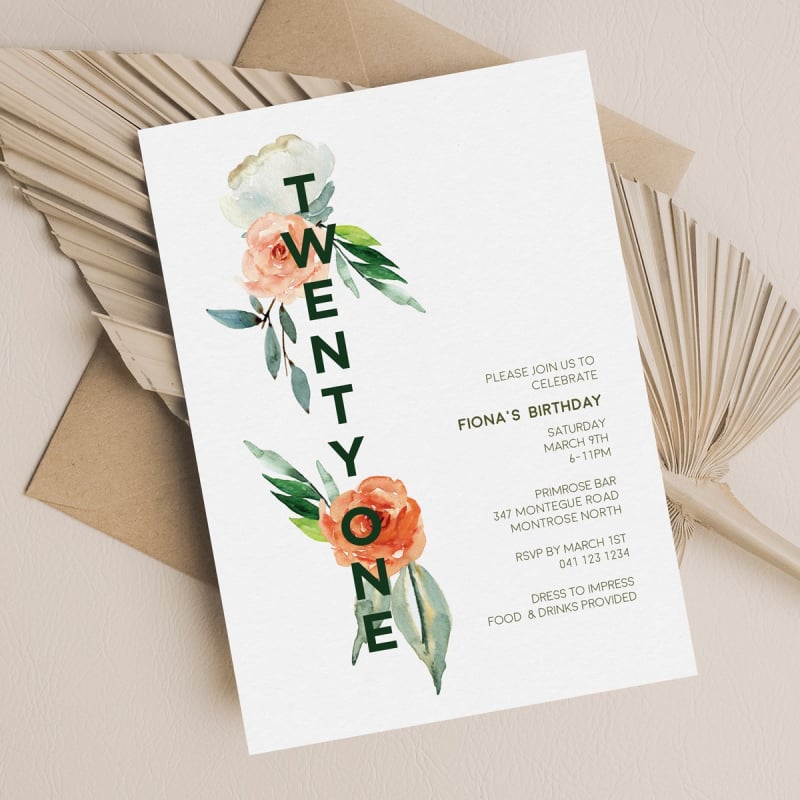 Pretty Bunch 21 Birthday Invitations