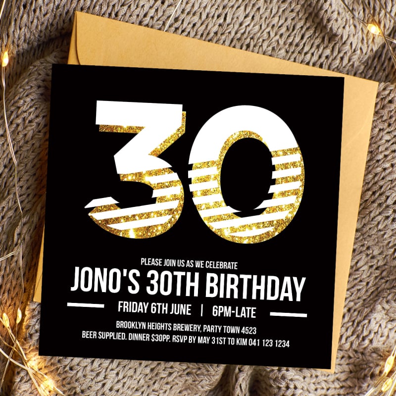 Baboom 30 Birthday Invitations