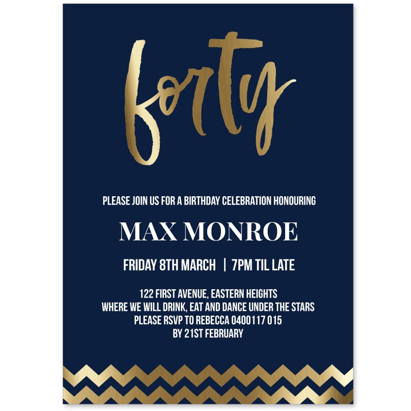 40 Chevron Birthday Invitations