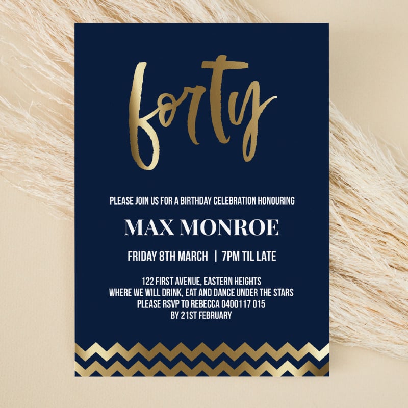 40 Chevron Birthday Invitations