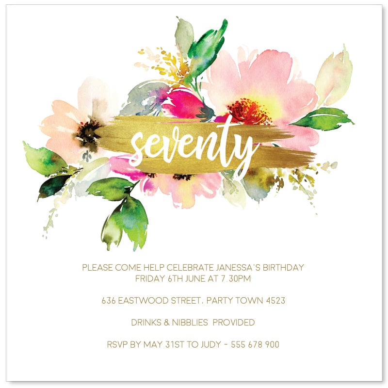 Seventy Birthday Invitations