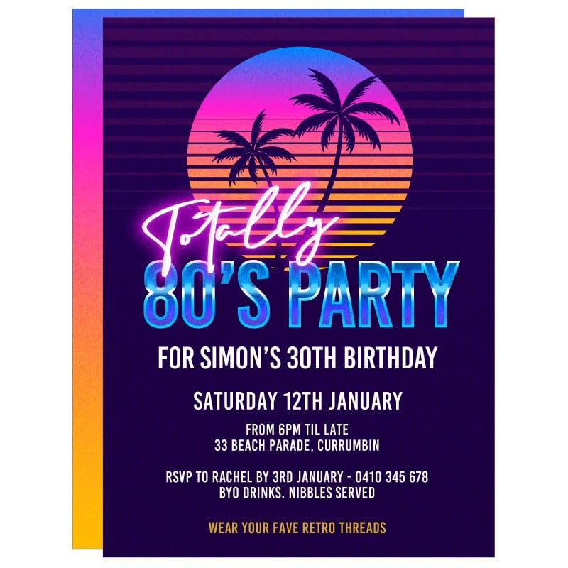 80's Birthday Invitations